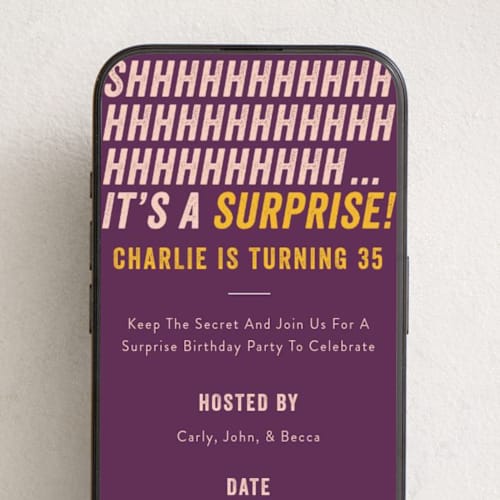 This is a violet online birthday invitations by 2birdstone called shhhhhhhh printing on digital paper in standard