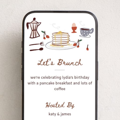 This is a almond milk online birthday invitations by Ani Somi called pancake breakfast printing on digital paper in standard
