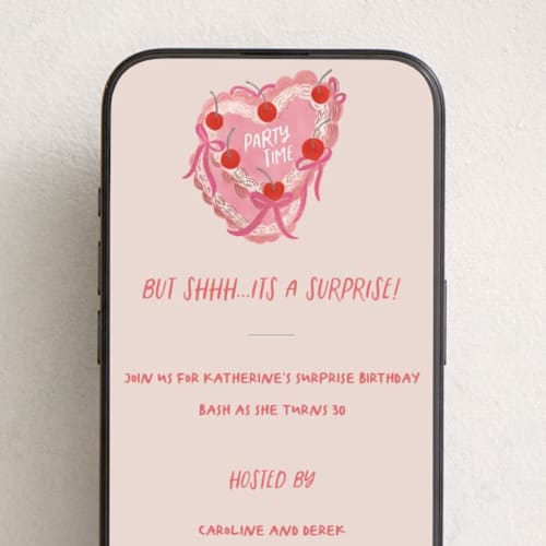 This is a carnation online birthday invitations by Creo Study called surprise birthday printing on digital paper in standard