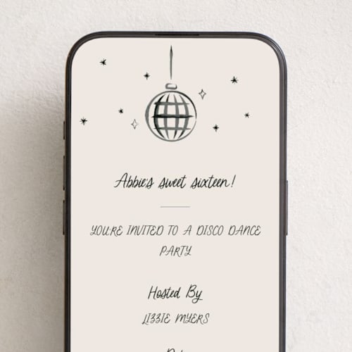 This is a onyx online birthday invitations by Robert and Stella called disco sparkle printing on digital paper in standard