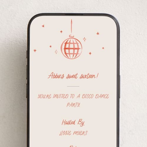 This is a tomato online birthday invitations by Robert and Stella called disco sparkle printing on digital paper in standard
