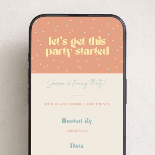 This is a funfetti online birthday invitations by Robert and Stella called get this party started printing on digital paper in standard