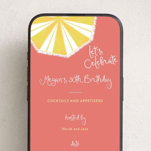 This is a pomelo online birthday invitations by Tamara Hilje called umbrella printing on digital paper in standard