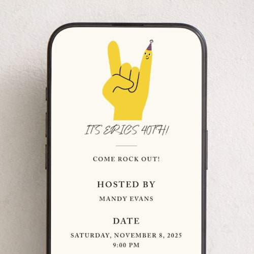 This is a happy online birthday invitations by mo kelley called rock on! printing on digital paper in standard