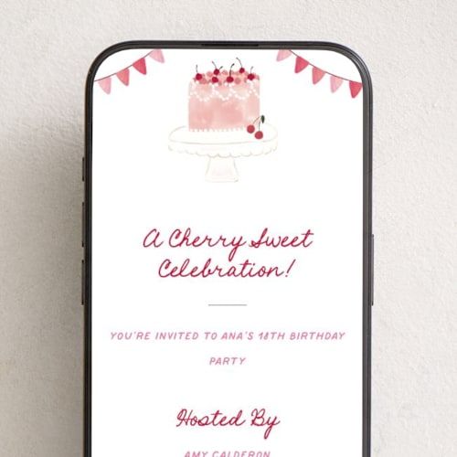 This is a ice online birthday invitations by Teju Reval called cherry cake printing on digital paper in standard