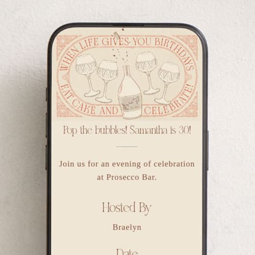 This is a verona sunset online birthday invitations by Kelsey Mucci called pop the bubbles printing on digital paper in standard