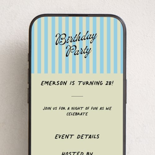 This is a summer blue online birthday invitations by chocomocacino called calvin printing on digital paper in standard