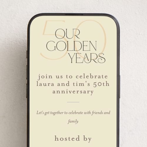This is a almond online invitations by Morgan Kendall called golden years printing on digital paper in standard