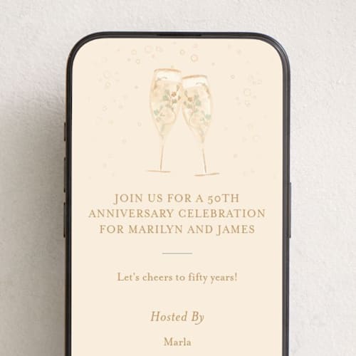 This is a bubbly online invitations by Kamala Nahas called champagne toast printing on digital paper in standard