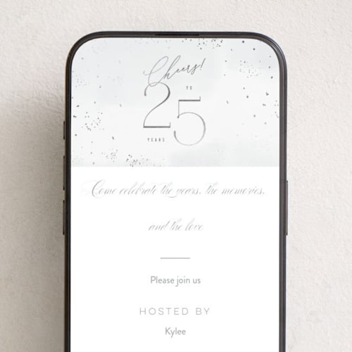 This is a cloud online invitations by Kristie Kern called happy 25th anniversary! printing on digital paper in standard