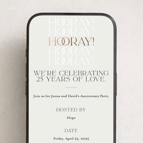 This is a mist online invitations by Gina Grittner called hooray! printing on digital paper in standard