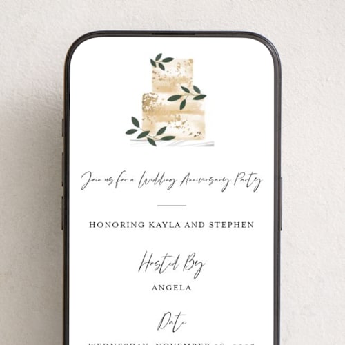 This is a magnolia online invitations by Kelly Williams called anniversary cake printing on digital paper in standard