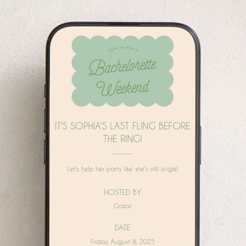 This is a seafoam online invitations by Morgan Kendall called scallop printing on digital paper in standard