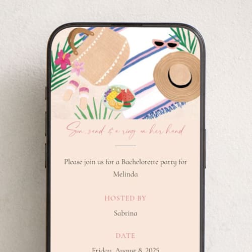 This is a summer online invitations by Elly called beach please printing on digital paper in standard