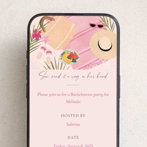 This is a flamingo online invitations by Elly called beach please printing on digital paper in standard