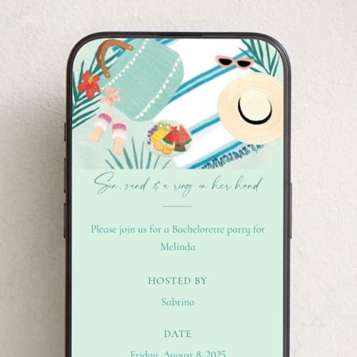 This is a pool online invitations by Elly called beach please printing on digital paper in standard