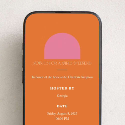 This is a tangerine online invitations by Maria Alou called color block arch printing on digital paper in standard