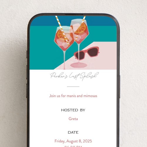 This is a hollywood online invitations by Jenna Holcomb called putting on the spritz printing on digital paper in standard