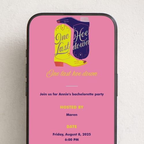 This is a peony online invitations by Baumbirdy called boots printing on digital paper in standard