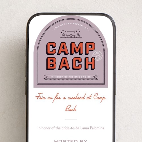 This is a lilac online invitations by taylorVdesign called camp bach printing on digital paper in standard