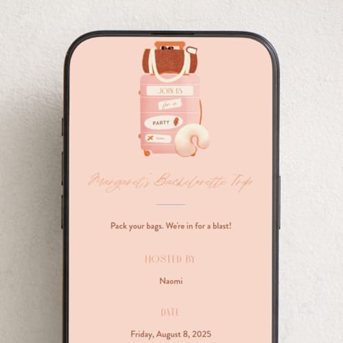 This is a blush online invitations by Gwen Bedat called boarding printing on digital paper in standard