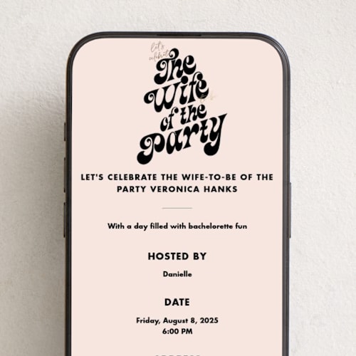 This is a blush online invitations by Baumbirdy called wife of the party printing on digital paper in standard
