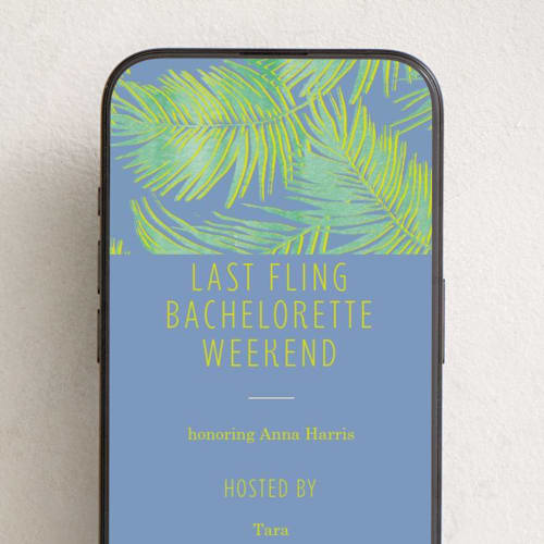 This is a palm online invitations by Baumbirdy called botanical beach printing on digital paper in standard