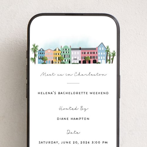 This is a cotton online invitations by Becky Nimoy called rainbow row weekend printing on digital paper in standard