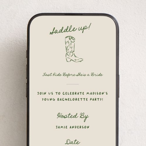 This is a lasso online invitations by Claudia Orengo called saddle up printing on digital paper in standard