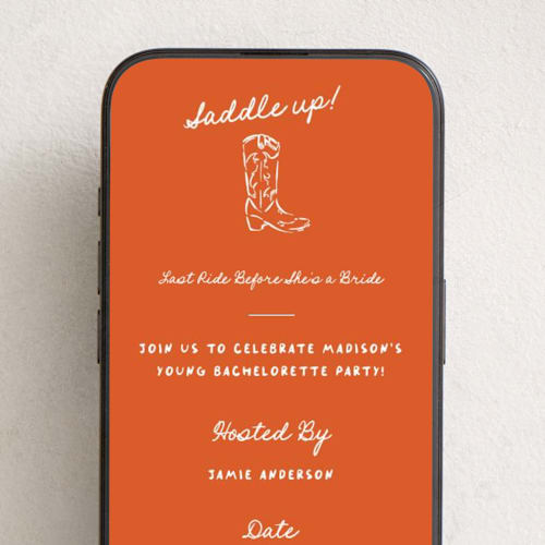 This is a bronco online invitations by Claudia Orengo called saddle up printing on digital paper in standard