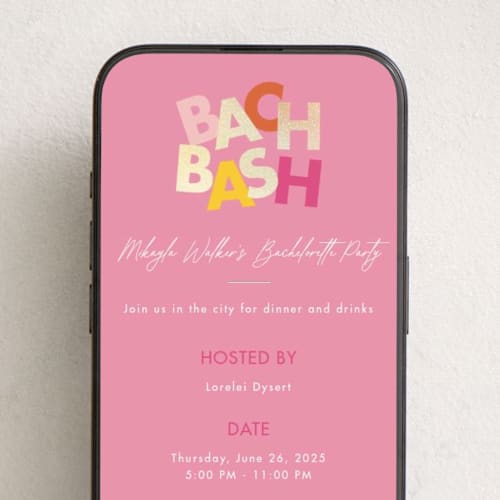 This is a blush online invitations by Angela Garrick called bach bash printing on digital paper in standard
