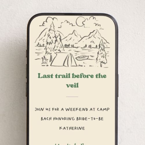 This is a forest online invitations by Creo Study called camp bach printing on digital paper in standard