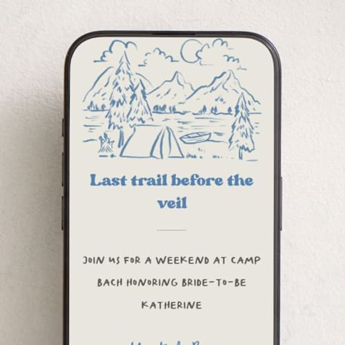 This is a aqua online invitations by Creo Study called camp bach printing on digital paper in standard