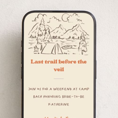 This is a copper online invitations by Creo Study called camp bach printing on digital paper in standard