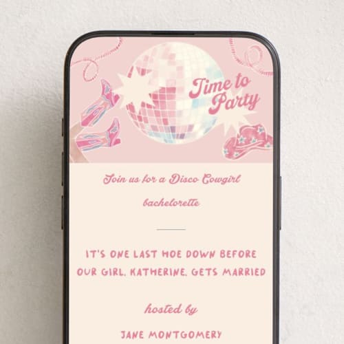 This is a azalea online invitations by Creo Study called disco cowgirl printing on digital paper in standard
