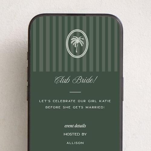 This is a palm online invitations by Jenna Holcomb called club printing on digital paper in standard