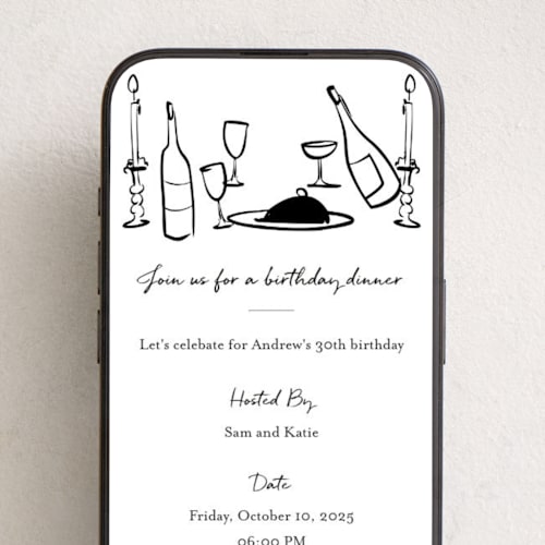 This is a midnight online invitations by Ani Somi called wine and dine printing on digital paper in standard