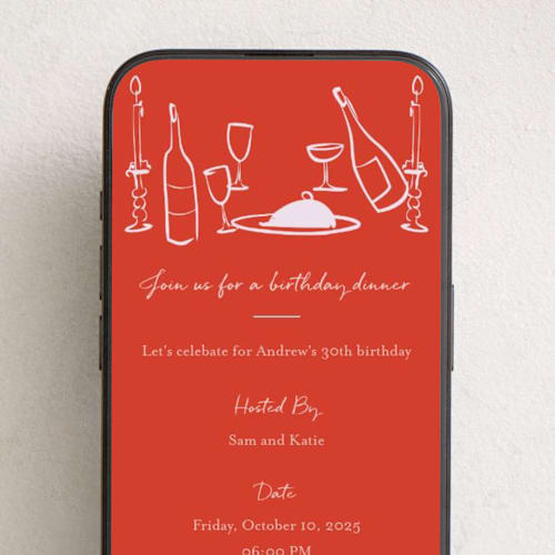 This is a maroon online invitations by Ani Somi called wine and dine printing on digital paper in standard