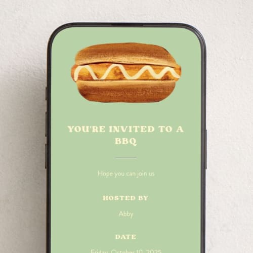 This is a mayo online invitations by Gwen Bedat called bbq printing on digital paper in standard