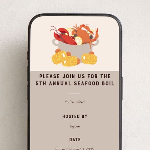 This is a tartar online invitations by Rebecca Smith called seafood boil printing on digital paper in standard