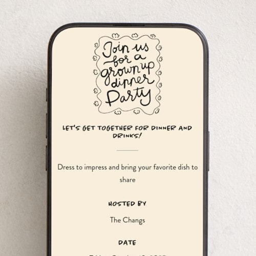 This is a classic online invitations by Inkblot Design called all grown up printing on digital paper in standard