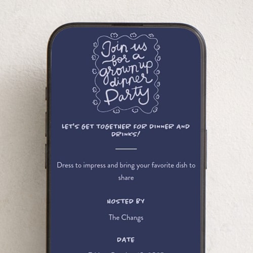 This is a blueberry online invitations by Inkblot Design called all grown up printing on digital paper in standard