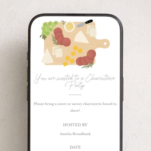 This is a brie online invitations by Kacey Kendrick Wagner called charcuterie party printing on digital paper in standard
