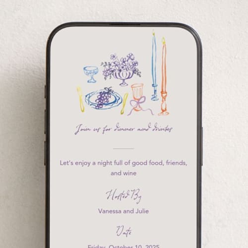 This is a hydrangea online invitations by Cass Loh called tablescape drawing printing on digital paper in standard