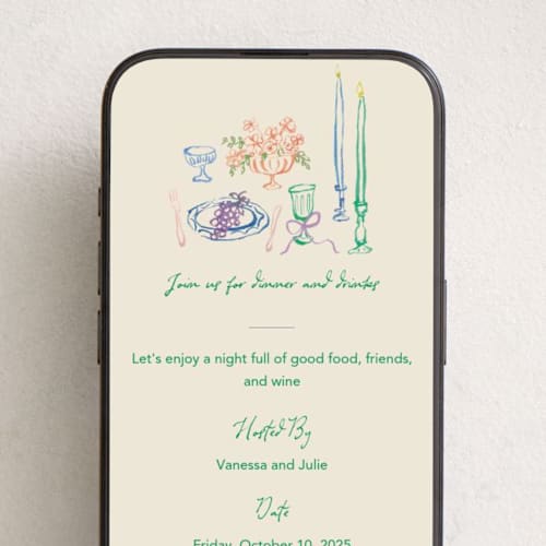 This is a garden online invitations by Cass Loh called tablescape drawing printing on digital paper in standard