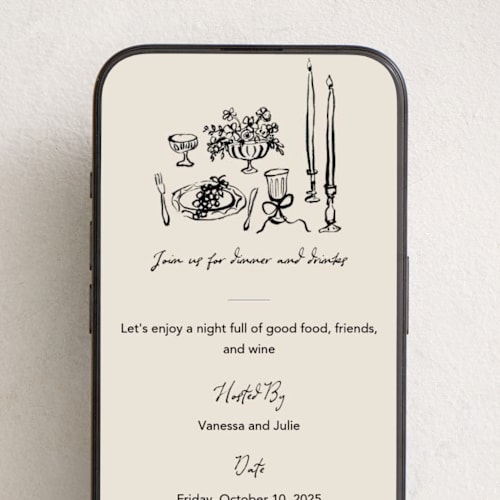 This is a black dahlia online invitations by Cass Loh called tablescape drawing printing on digital paper in standard
