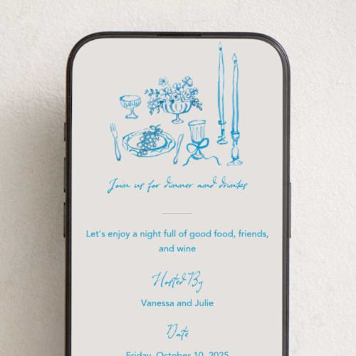 This is a aquatic online invitations by Cass Loh called tablescape drawing printing on digital paper in standard