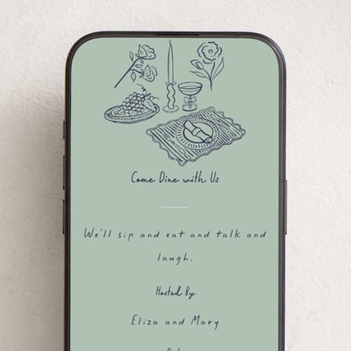 This is a sage online invitations by Claire called à table! printing on digital paper in standard