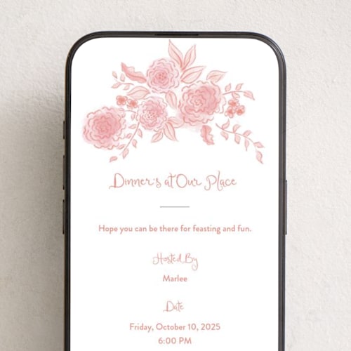 This is a peach online invitations by Tamara Hilje called loire printing on digital paper in standard