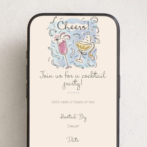 This is a champagne online invitations by Paper Sun Studio called shindig printing on digital paper in standard